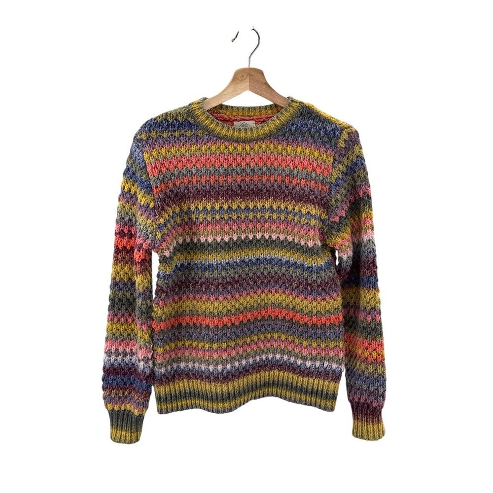 Vtg St. John's Bay Striped Pastel Cable Knit S Chunky Sweater Cottage Farmhouse